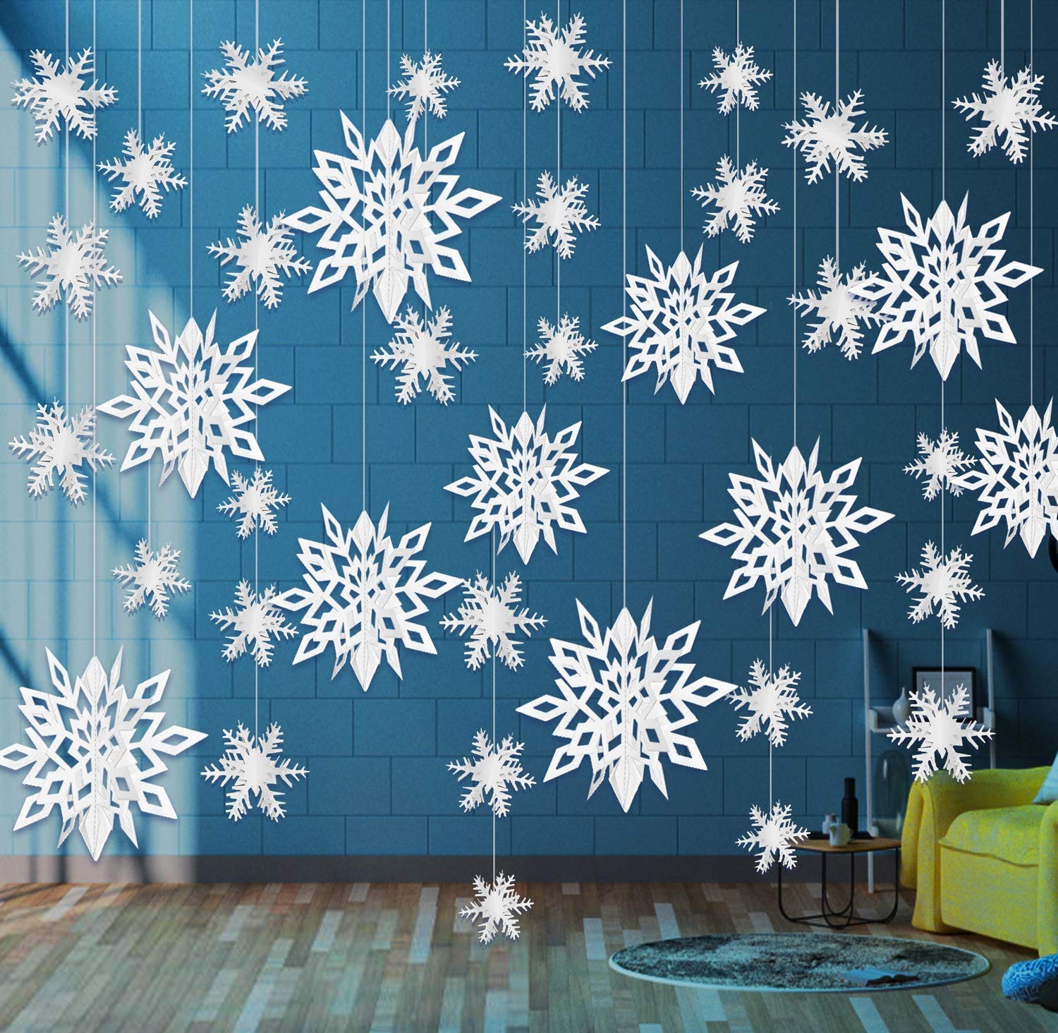 ZOYUBS クリスマス 立体 雪の結晶 クリスマスガーランド 雪の結晶 ペーパー クリスマス ガーランド スノーフレーク デコレーション クリスマスオーナメント 雪花飾り 3Dスノーフレーク 雪花ガーランド 3D立体ガーランド 雪の結晶 冬 雪飾り付け クリスマスツリー装飾 chのサムネイル