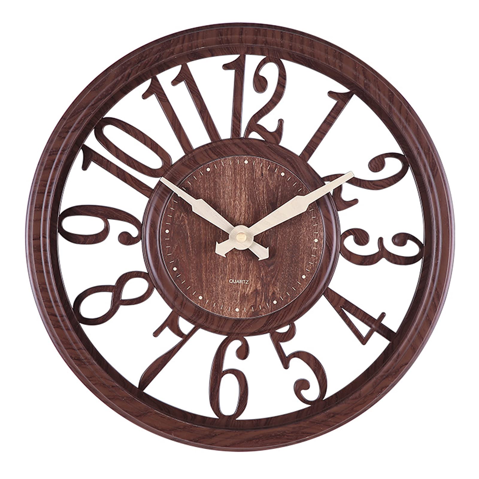 IFEND 掛け時計 おしゃれ 静音 壁掛け時計 北欧 30cm 木目調 非電波 シンプル 大文字 見やすい リビング インテリア 飾り 引越し祝い 新築祝い (ブラウン)