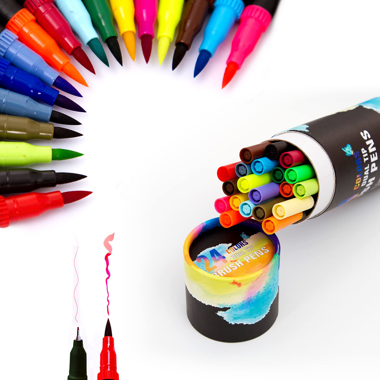 Inoranges 水性ペン 60色セット カラーペン ツインマーカー 塗り絵 美術 手帳 漫画 収納ケース付き(ブラックケース)