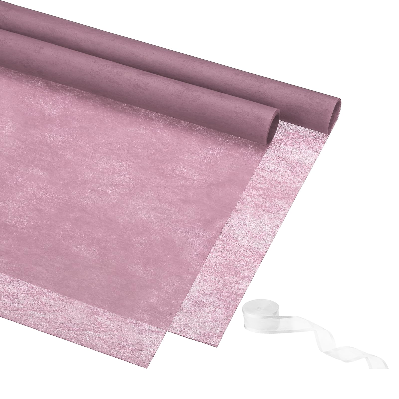 PATIKIL 22.8インチ×22.8インチ フラワーラッピングペーパー 20枚 不織布防水フローリストフラワーブーケ包装用ペーパー 韓国スタイル 2本 リボン付き DIYクラフトギフト包装用 パープル