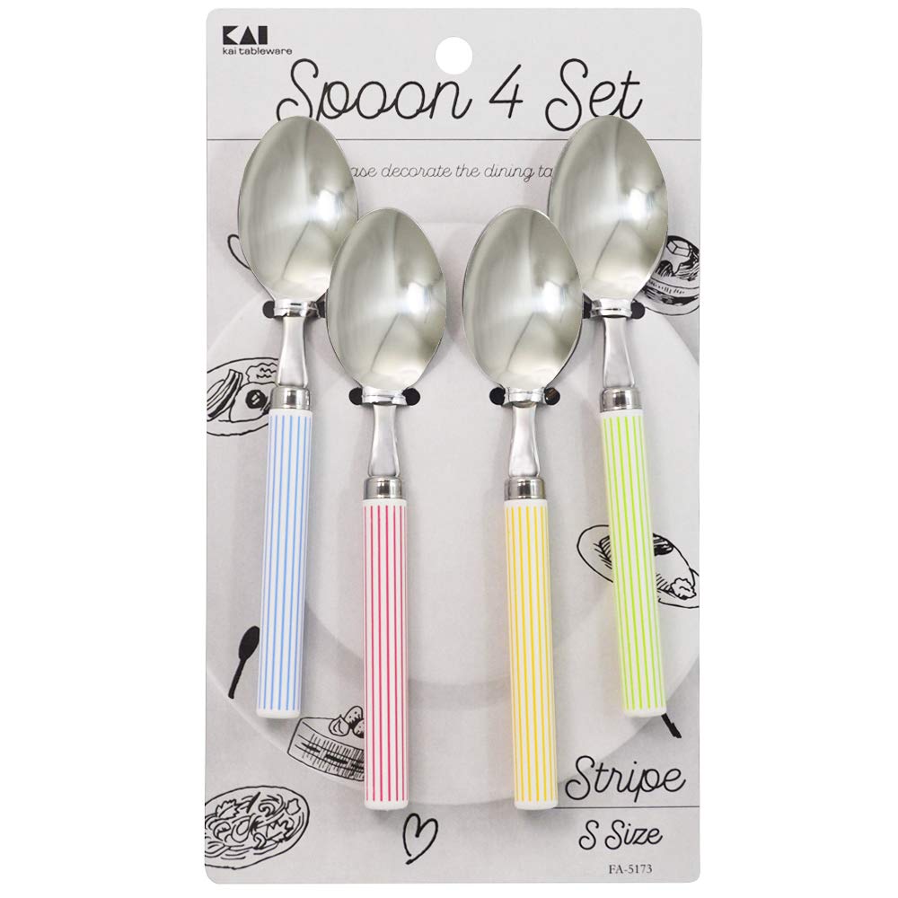 貝印 KAI スプーン S 4本セット ストライプ柄 日本製 FA5173