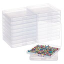 BENECREAT 18個セット 8.6x8.2x1.2cm長方形小分け丸ケース クリア収納ボックス アクセサリー ビーズ パウダーパフ ネイルパーツ収納 詰め...