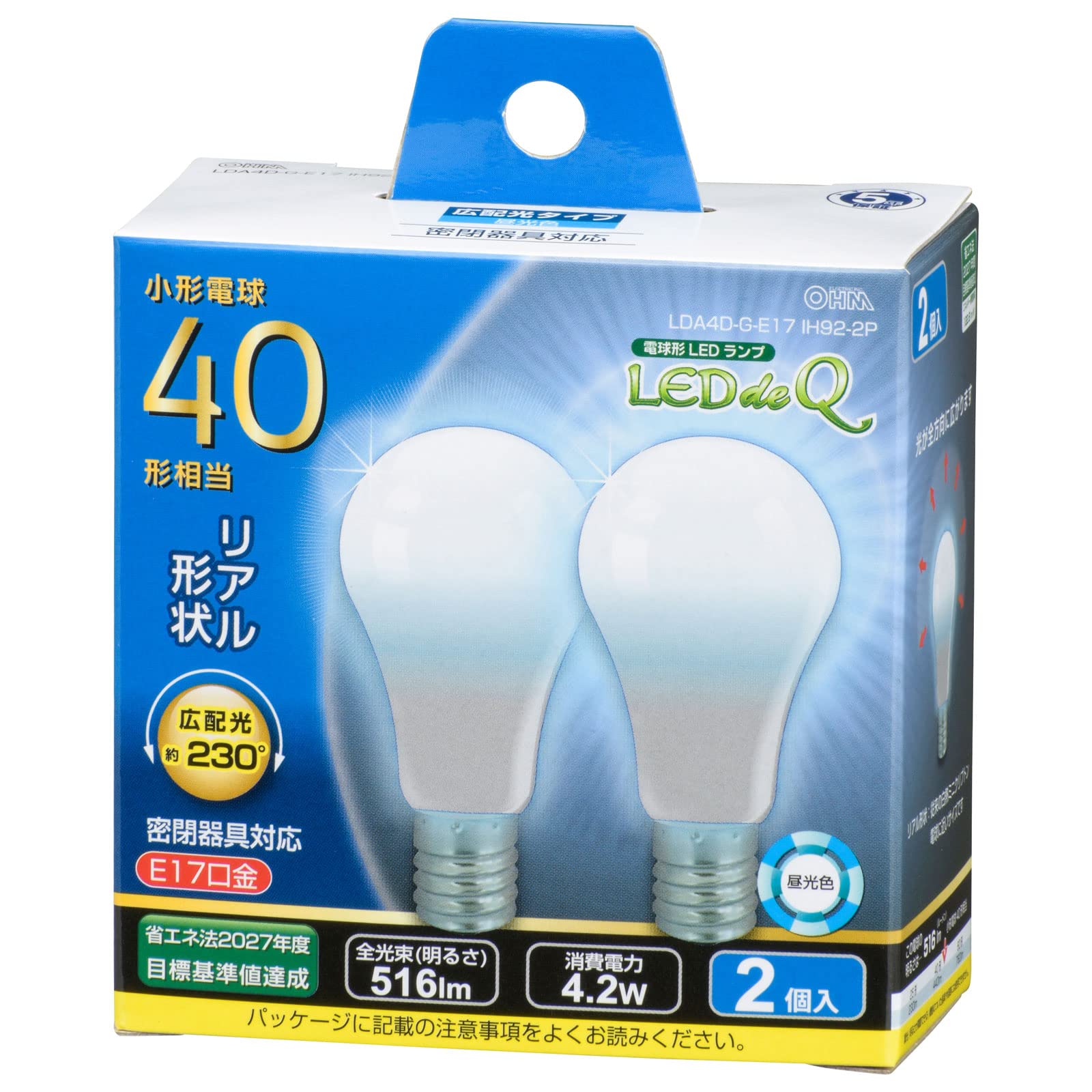 ŵ LEDŵ  E17 40  2 LDA4D-G-E17IH92-2 06-3440 OHM