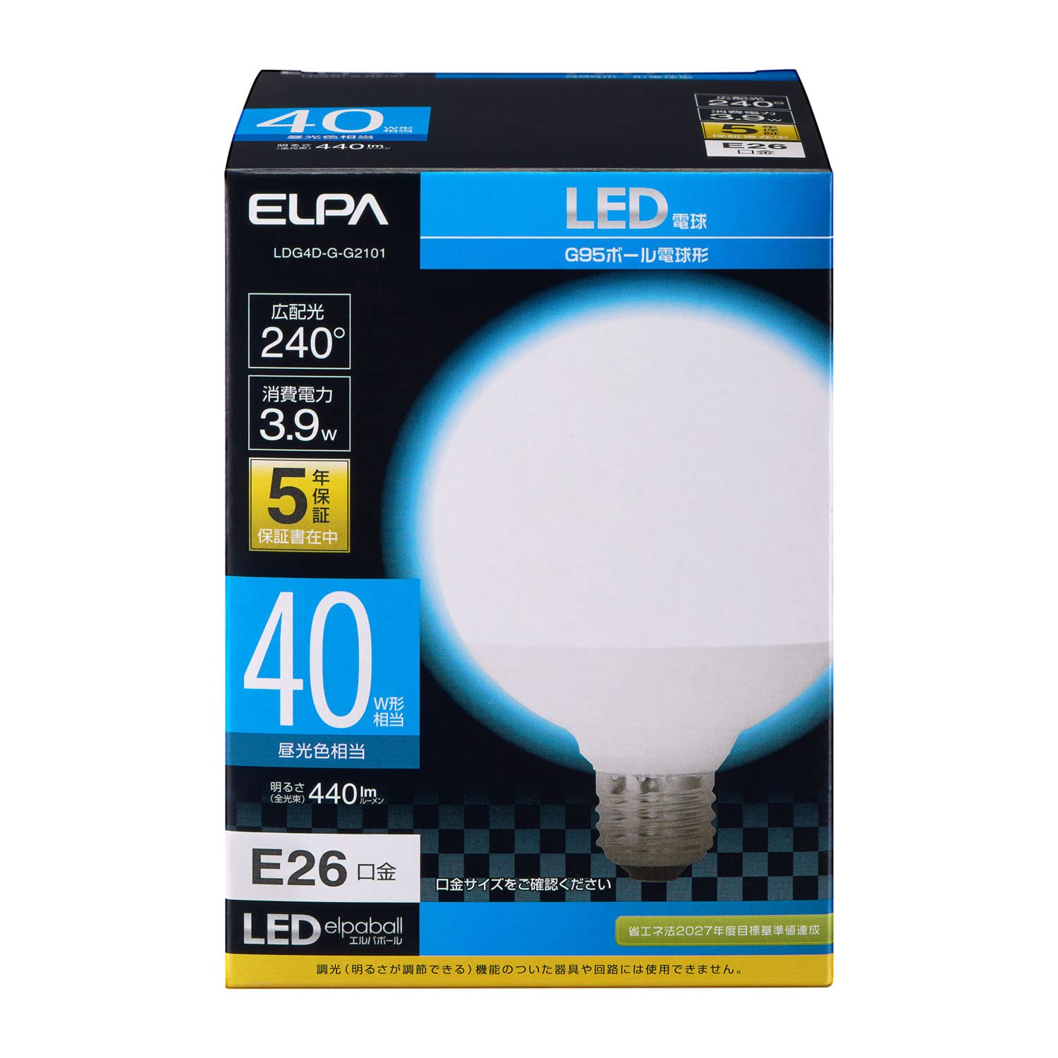  (ELPA) LEDŵ ܡ G95 (E26 / 40W / ) 5ǯݾ / ŵ (LDG4D-G-G210...