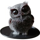 YUYAKESHIふくろう 置物 マスコット オブジェ かわいい ミニ 梟 玄関 庭 さざれ石入れ 天然石 フクロウ インテリア 樹脂 装飾 小物 マット付き(...