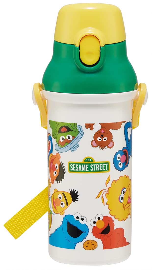 スケーター(Skater) 子供用 プラスチック 水筒 480ml ワンプッシュ開閉 抗菌 子供に優しい 軽量 抗菌加工 日本製 セサミストリート 男の子 女の子 PSB5SANAG