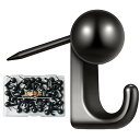 5WYOUKE【30個入】 石膏ボード フック 画鋲 フック ピンフック 耐荷重約5kg 壁 傷つけない おしゃれ ブラック ミニ 目立たない 押しピン 賃貸 絵画 額縁 時計 カレンダー 飾り用 壁掛け フック 石膏ボード ベニヤ板 木用 フック 収納ケース 付き