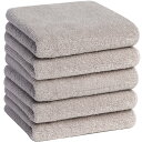 VECELO タオル フェイスタオル 5枚入 100%綿 73*34cm 瞬間吸水 耐久性 毛羽落ち少ない 肌触り グレー