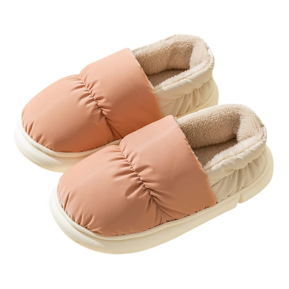 [Euyqs] 冬用スリッパ 防寒 防水 静音 洗える スリッポン 軽量 カジュアル 室内履き (ピンク, 23.5-24.0cm, measurement_23_point_5_centimeters)