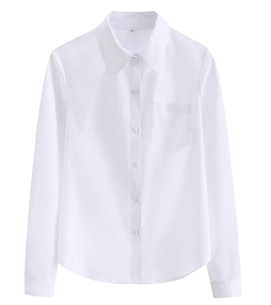 [Euyqs] ワイシャツ レディース 事務服 長袖 学生服シャツ ビジネス ユニフォーム レギュラー ワイシャツ (ホワイト, XS)