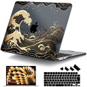 Batianda MacBook Air 15インチケースM2チップ新型2023、保護プラスチックハードケース+キーボードカバー+スクリーンプロテクタ、専用モデルA2941、きんそく波
