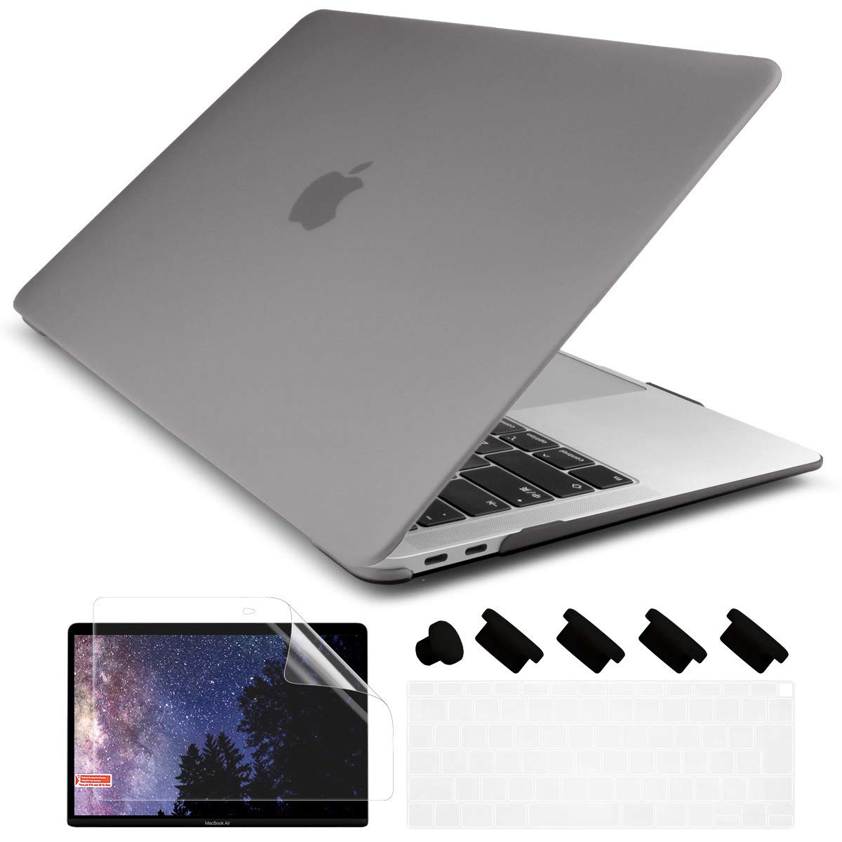 Batianda 2021 2020 MacBook Air 13ケース A2337 M1 / A2179対応, 超薄型 軽量 マックブック シェルカバー 液晶保護フィルム & 日本語キーボードカバー & ダストプラグ付き保護カバー,グレー