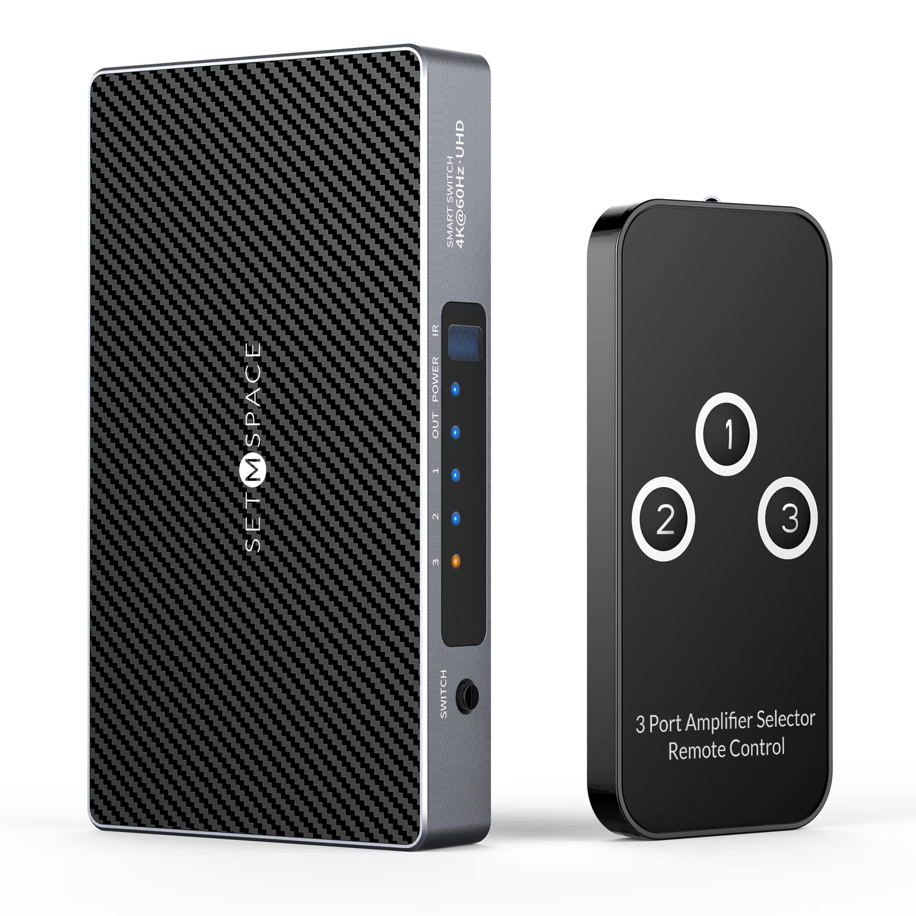 SETMSPACE HDMIスイッチ 4K60Hz、HDMI 2.0スイッチャー、IRリモートコントロール付きHDMIセレクターボックス (3ポート)