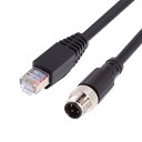 NFHK M12 タイプD Dコード 4ピンオス - RJ45 Cat5eオス ケーブル LAN イーサネットネットワーク 産業用途 IP67パッチコード