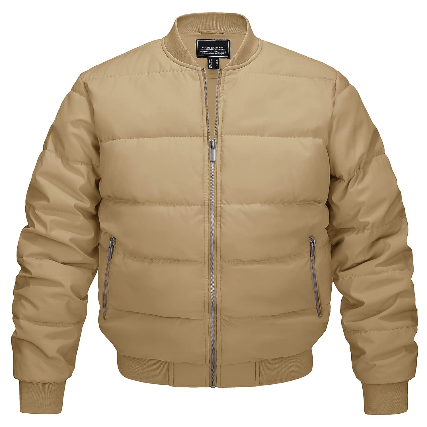 [KEFITEVD] 防寒ジャンパー メンズ あったか 防風 ダウンジャケット 撥水 防風 ミリタリージャケット 作業着 防寒ジャケット 冬用 アウター カーキ 2XL