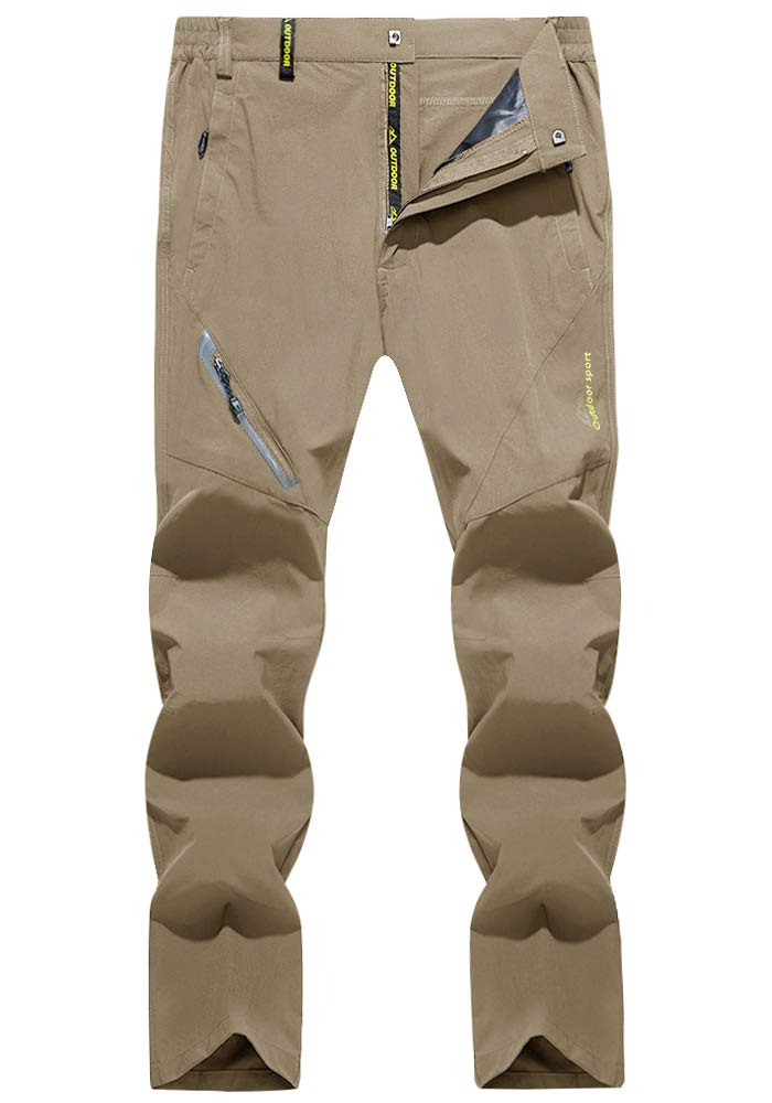 [KEFITEVD] ストレッチパンツ メンズ トレッキングズボン 速乾 登山パンツ 薄手 ハイキングズボン 動きやすい 夏 バイクパンツ 作業着ズボン ゴルフウェア カーキ 2XL