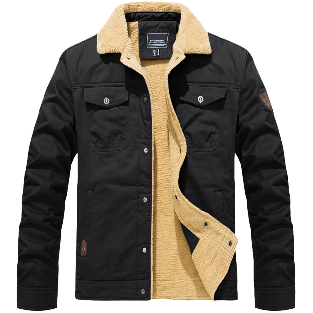 [KEFITEVD] アウター 空軍 メンズ 裏ボア ジャンパー バイク用 ジャケット アウトドア ブルゾン 防寒防風 黒 ブラック 2XL