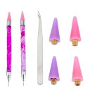 SUPERFINDINGS 2ラインストーンネイルアート打ペン 交換用ワックスチップセット 初心者に 2個付き ダイヤモンドペインティングアクセサリー ダイヤモンドカラークレヨン アイアンピンセット1個 ダイヤモンドカラーネイルアート用 DIYクラフト