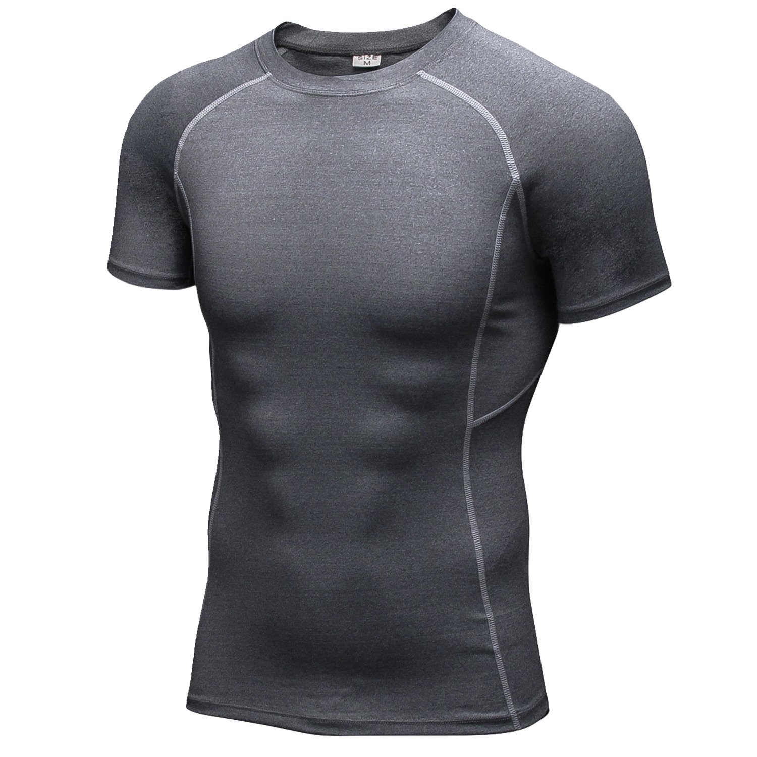 sillictor スポーツ トップス メンズ 半袖 パワーストレッチ アンダー シャツ コンプレッション ウェア [UVカット + 吸汗速乾] yc1008グレー 2XL