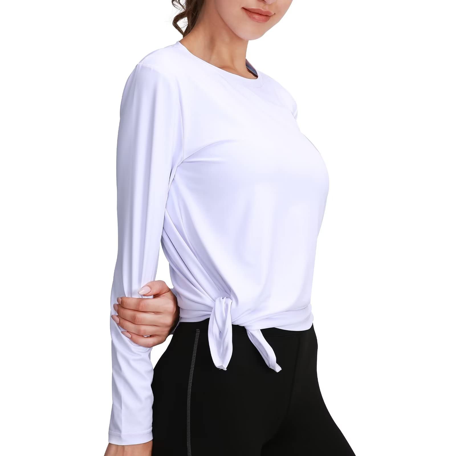 [Sillictor] スポーツシャツ ヨガウェア レディース 長袖 Tシャツ トレーニングウェア トップス ストレッチ 【冷感速乾＆通気防臭】 ycX20wh-L