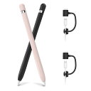 AhaStyle Apple Pencil 第一世代用シリコン保護ケース Apple Pencil 初代に適用 (ブラック&ピンク)