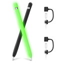 AhaStyle Apple Pencil 第一世代用シリコン保護ケース Apple Pencil 初代に適用 (ブラック&グロー・グリーン)