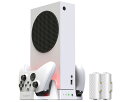 ElecGear Xbox Series S 縦置き収納スタンドと冷却ファン、2個800mAhコントローラー用充電式交換用バッテリー電池、Xbox One用のデ...