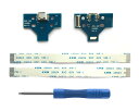 ElecGear 2個JDS-001 マイクロ USB ポートPCB 用のPS4 コントローラー、交換用 USB 充電アダプター コネクタ修理部品、フレックス ケーブル、ドライバー付属