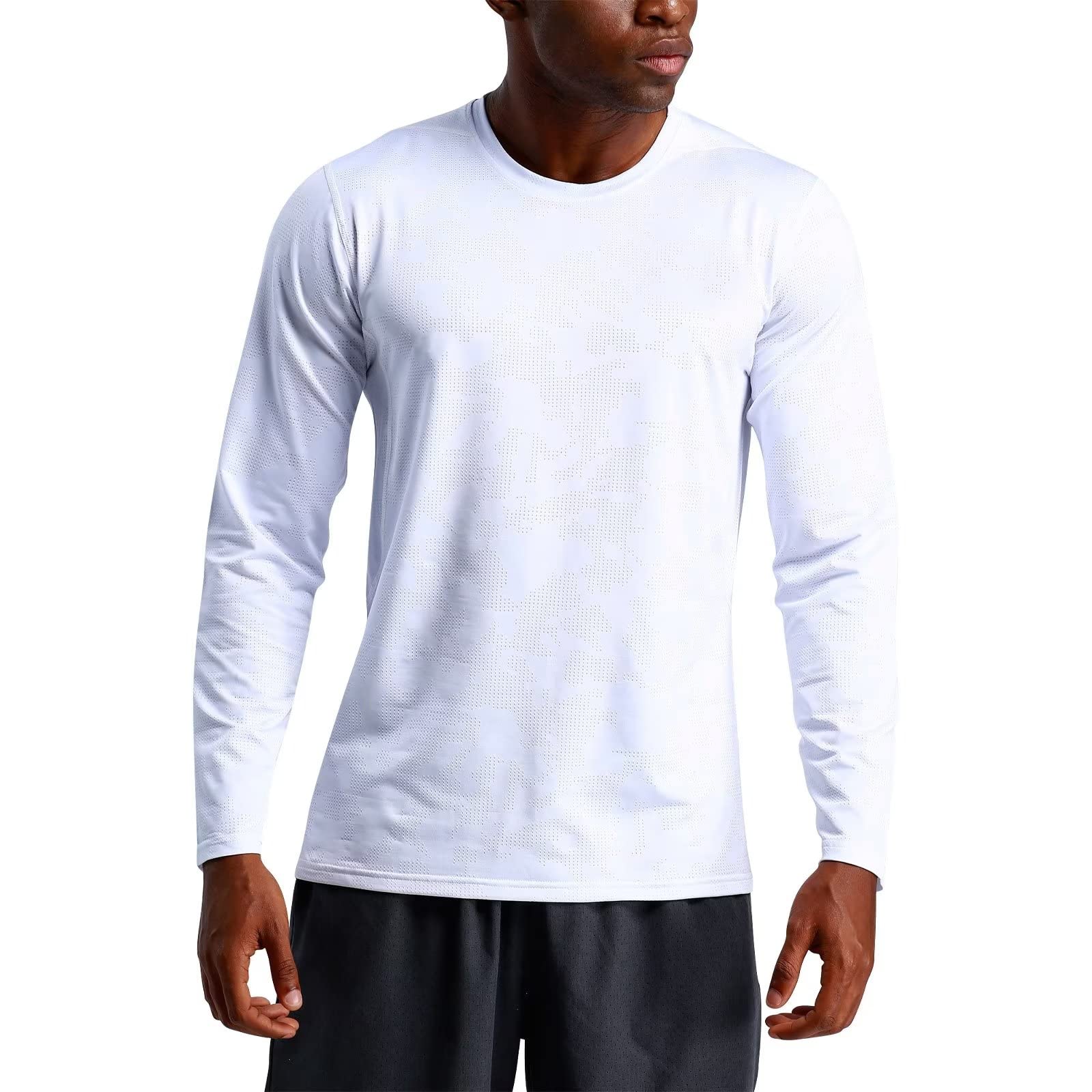 [Sillictor] スポーツ 長袖 tシャツ メンズ トレーニングウェア ロング Tシャツ ストレッチ ラッシュガード 【通気速乾＆UVカット】 ランニングウェア yc56wh-XL