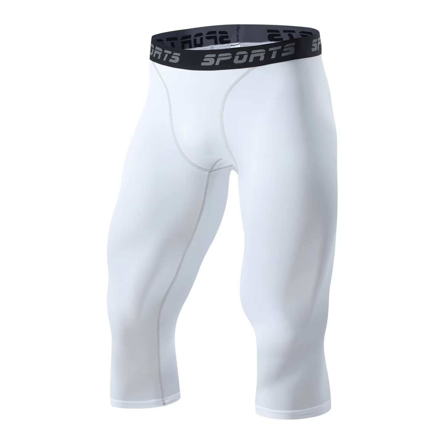 [Sillictor] スポーツ スパッツ メンズ パワーストレッチ 7分丈 アンダーウェア コンプレッション タイツ [UVカット + 吸汗速乾]（3327ホワイト、M）