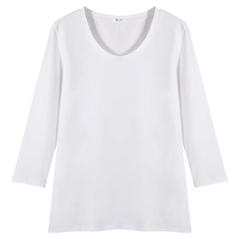 [Sillictor] インナー シャツ レディース 7分袖 綿生地 アンダーシャツ アンダーウェア スクラブインナー [通気保温＆抗菌防臭] 044wh-3XL（=JPサイズXL）