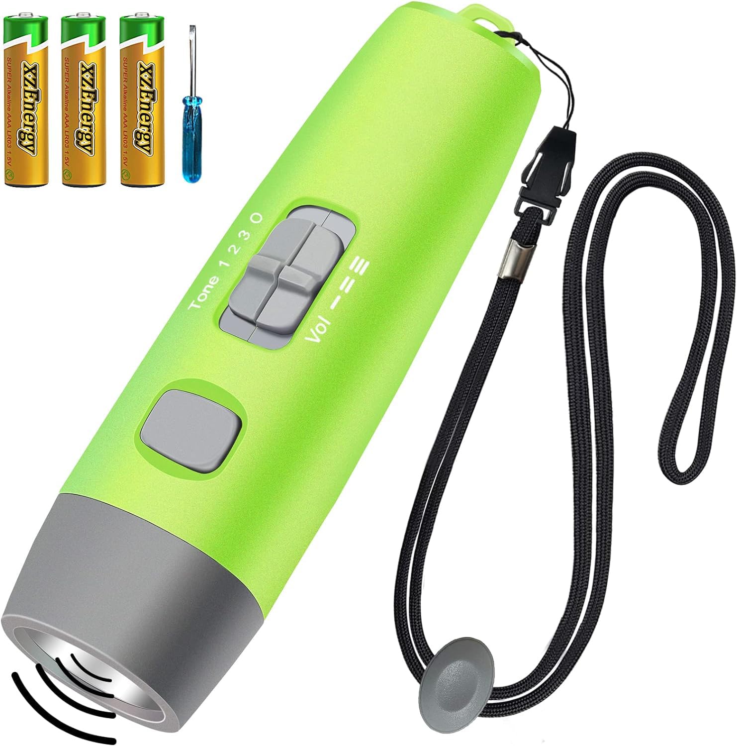 RICHJOLY 電子ホイッスル 電子笛 3段階 3種類ホイッスル 大音量 130db サッカ バスケットボール スポーツ 審判 団体競技 アウトドア 防災 防犯 登山 害獣 対策 3本AAA電池付き (緑)