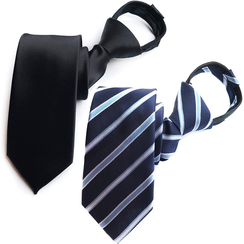 [FANGXI] ワンタッチ ネクタイ フォーマル 黒 冠婚葬祭 礼服 結婚式 就活 5秒装着できる ?? ビジネスカジュアル ジップ 高級 ギフトボックス付き