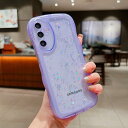 QLTYPRI Galaxy A55 5G ケース クリア TPU カバー ウェーブ おしゃれ 韓国 可愛い ウェーブ グリッター 透明 薄型 軽量 耐衝撃 滑り止め (SC-53E / SCG27) スマホケース ワイヤレス充電対応 ストラップホール付き ギャラクシーA55 ケース 6.6インチ 対応 - パープル