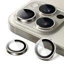 JETech iPhone 16 Pro 6.3インチ / iPhone 16 Pro Max 6.9インチ用 カメラレンズフィルム 9H強化ガラス製 個別の金属リングカバー HDクリア 1セット (ナチュラルチタニウム)