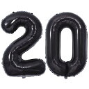 Vthoviwa 101cm バルーンアルミ20 ヘリウム風船 数字バルーン20黒 0-100 誕生日 カーニバル 飾り付け記念日パーティー装飾黒20 男女兼用 大きい しじヘリウム