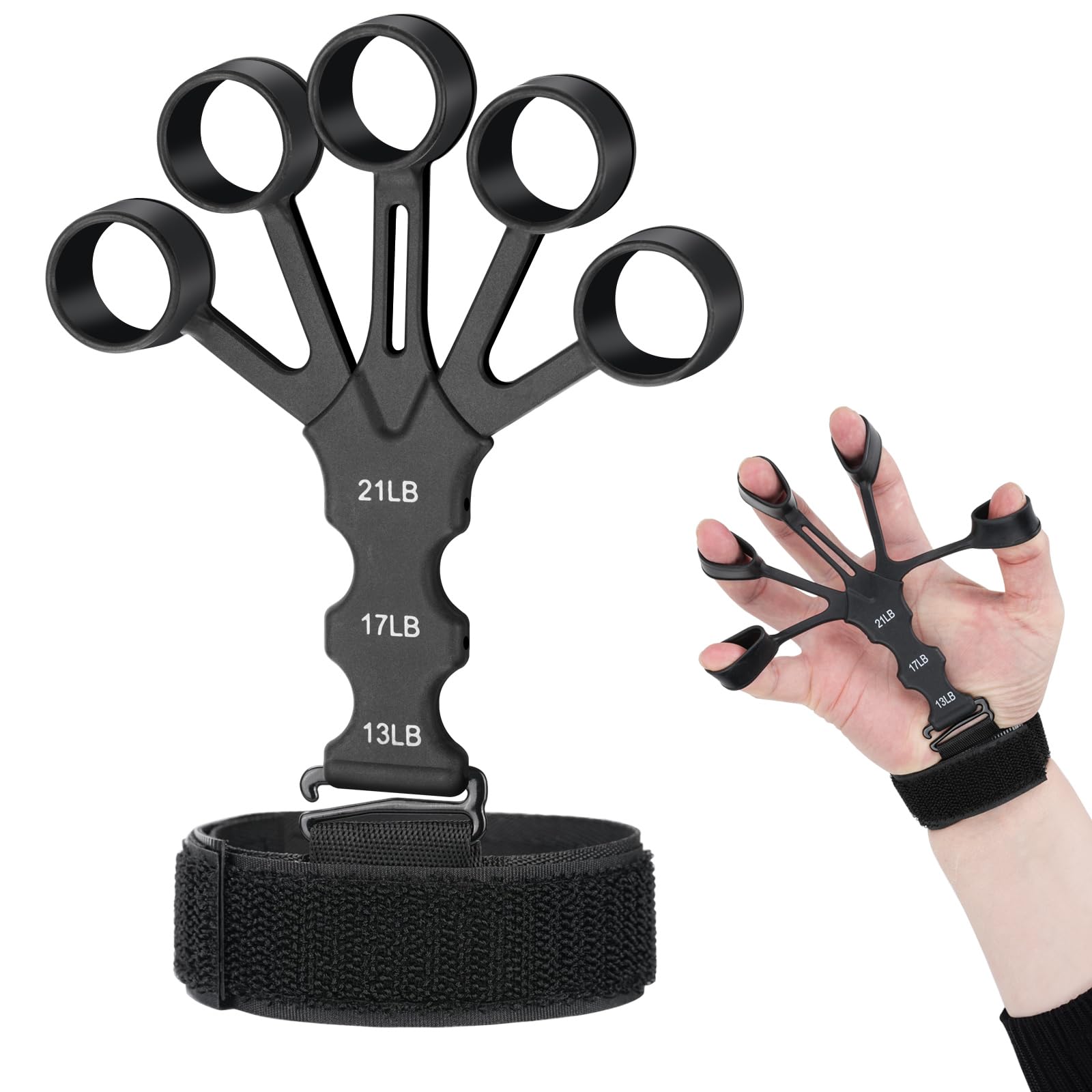 mefenyフィンガーパワー フィンガートレーナー グリップ鍛錬 握力トレーニング 6つの抵抗調節可能 強度調節可能 握力強化道具 握力回復 握力トレーナー パワーグリップ 握力訓練 ストレス解消 使用簡単（ブラック）