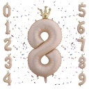 mefeny 誕生日バルーン 風船 バルーン 誕生日 数字 王冠付き バスディーバルーン 40インチ 大きい アルミ ストロー付き 装飾 結婚式 記念日 卒業 パーティー (8)