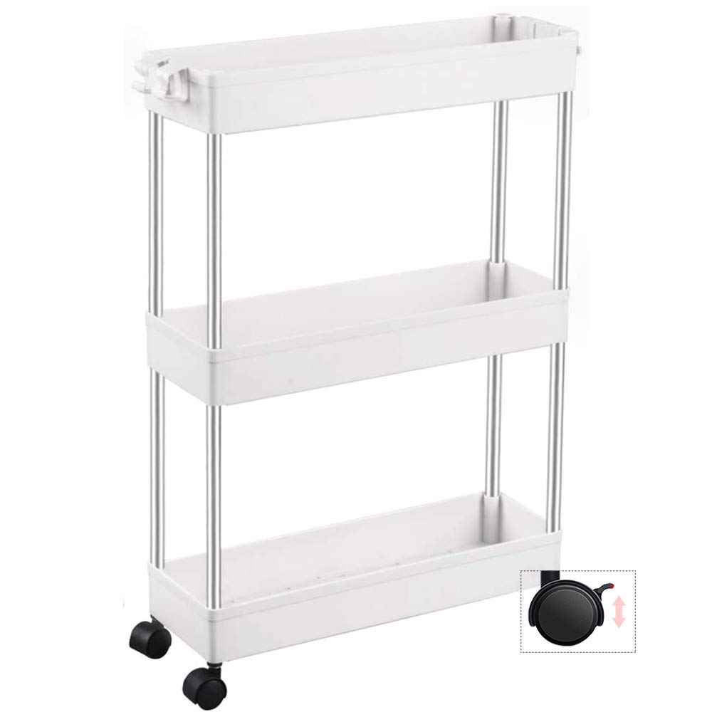 OTYTY キッチンワゴン キッチンラック 収納ワゴン 隙間ワゴン 収納棚 収納ラック キッチン収納棚 隙間収納棚 スリム キャスター付き すきま収納 おしゃれ 洗面所 台所 トイレ 浴室 3段 幅13cm/幅22.5cm スリム