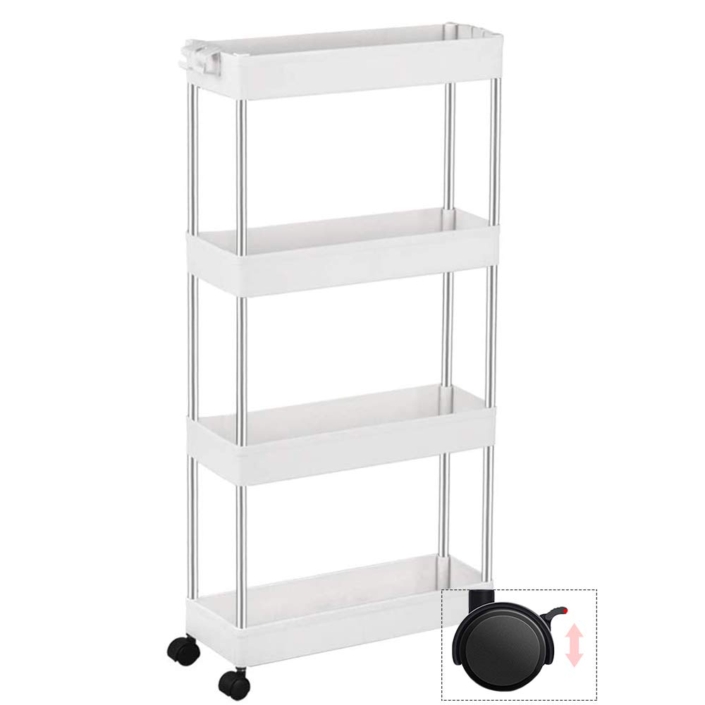 OTYTY キッチンワゴン キッチンラック スリムワゴン 隙間ラック 収納棚 収納ラック オープンシェルフ キッチン収納棚 隙間収納棚 調味料棚 スリム キャスター付き すきま収納 おしゃれ 洗面所 台所 トイレ 浴室 4段 幅13cm/幅22.5cm 耐荷重