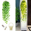 【Charming Club】フェイクグリーン 吊り下げ 人工観葉植物 壁掛け LED イルミネーションライト付き 枯れない アイビー 95cm おしゃれ 壁の...