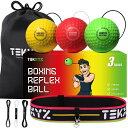 TEKXYZ ボクシング リフレックスボール、難易度3段階 ボクシングボール ヘッドバンド付き、テニスボールよりも柔らか、反応、敏捷性、パンチングスピード、戦闘スキルとハンドアイコーディネーショントレーニングに最適