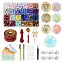 シーリングスタンプ シーリングワックス セット【マカロン色24色セット】ヘッド蝋封 ワックス大量 手紙 便箋 印鑑 封筒 招待状 祝福 告白 祝い 手紙装飾 DIY 24色ワックスビーズ+スプーン+キャンドル+ワックス炉+スタンプ+スタンプ台+両面シールなど15点セット