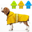 Dolitego 犬レインコート, 防水調節可能な反射型 犬用レインコートジャケット, 軽量 通気性 ポンチョスリッカー 帽子付 散歩用 着脱簡単 梅雨対策 犬 服 (M, 黄色)