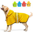 Candofly 犬用レインコート フード付き - 調節可能な反射犬用レインジャケット 軽量犬用レインコート ペットスリッカー フード付きポンチョ 犬用レインコート 小型・中型・大型犬用 Sold by Clan_X-JP (L, 黄色)