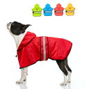 Candofly 犬用レインコート フード付き - 調節可能な反射犬用レインジャケット 軽量犬用レインコート ペットスリッカー フード付きポンチョ 犬用レインコート 小型・中型・大型犬用 (M, 赤)