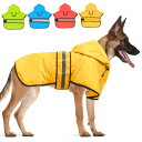 Candofly 犬用レインコート フード付き - 調節可能な反射犬用レインジャケット 軽量犬用レインコート ペットスリッカー フード付きポンチョ 犬用レインコート 小型・中型・大型犬用 (2XL, 黄色)