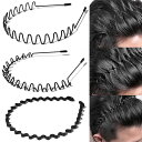 カチューシャ 3/5本セット メンズ 【3つタイプ・痛くない・防錆メッキ】スプリング ヘアバンド波型 くし付き 滑り止め 黒 シンプル 前髪 固定 しっかり オシャレ 髪飾り 洗顔 レディース 男女兼用 (3枚セットA)