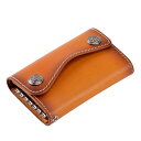Tarhoo 本革 栃木レザー キーケース メンズ スマートキーケース キーホルダー 3折り6連 4色 (カーキ色)