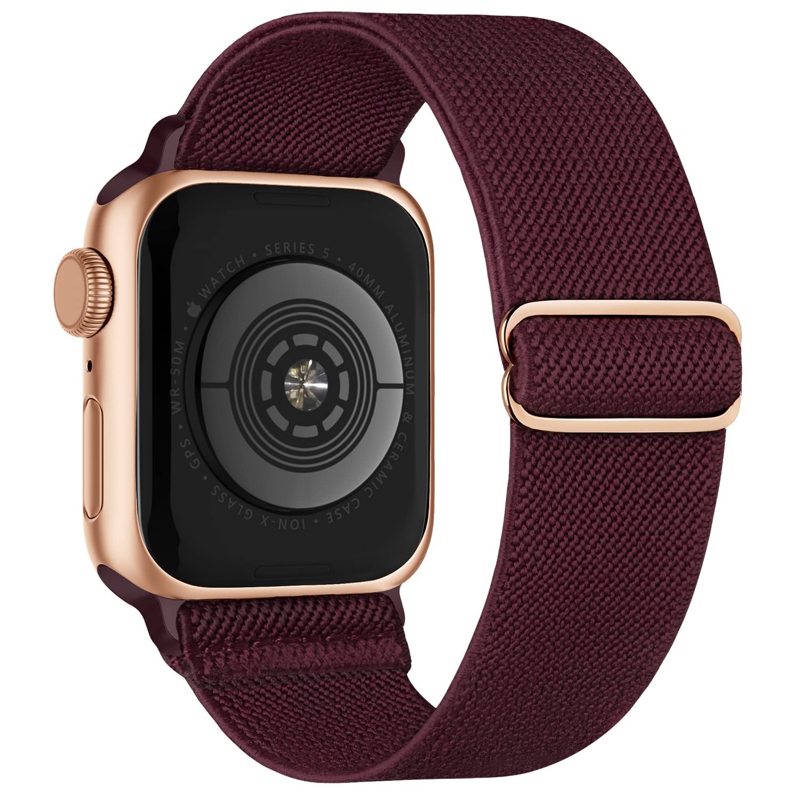 コンパチブル Apple watch バンド 49mm 45mm 44mm 42mm 交換用 ナイロン製弾性バンド アップルウォッチベルト スポーツバンド 長さ調整可能 柔らかい 通気 防汗 iWatch Series Ultra 8 7 6 5 4 3 2 1 SEに対応 ワインレッド
